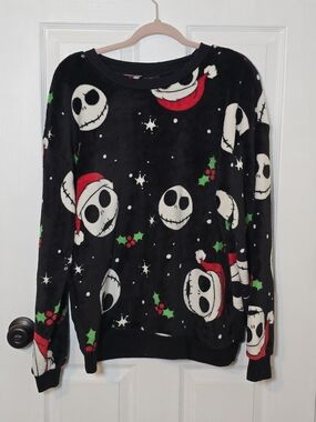 Nightmare Before Christmas Juniors Black Holly Jack Graphic Sweatshirt Sz XXL
